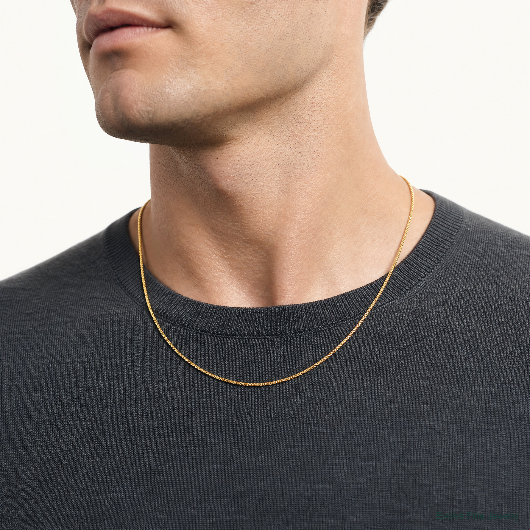 14k 1.5mm Box Chain - Model Shot