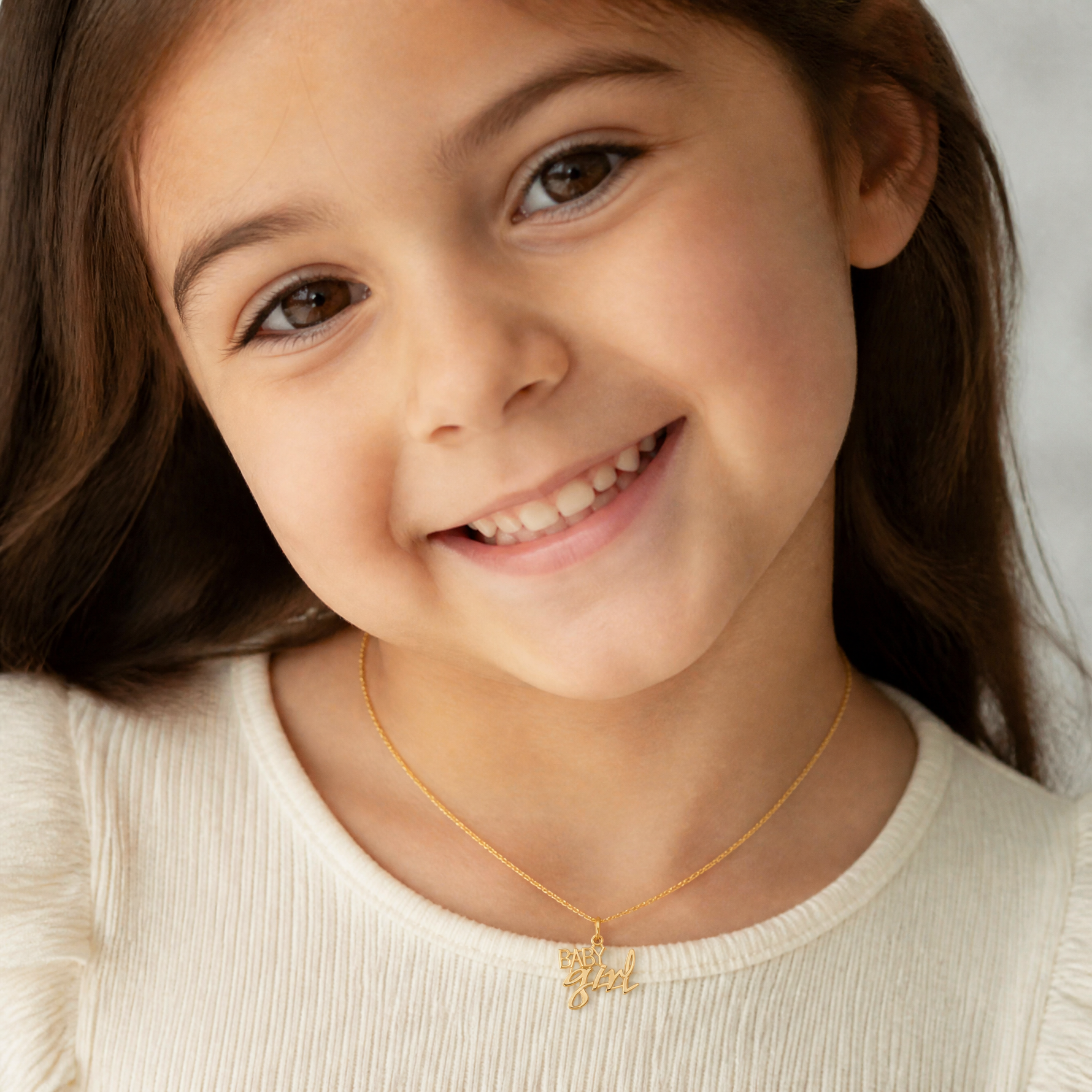 14k BABY GIRL Charm - Model Shot