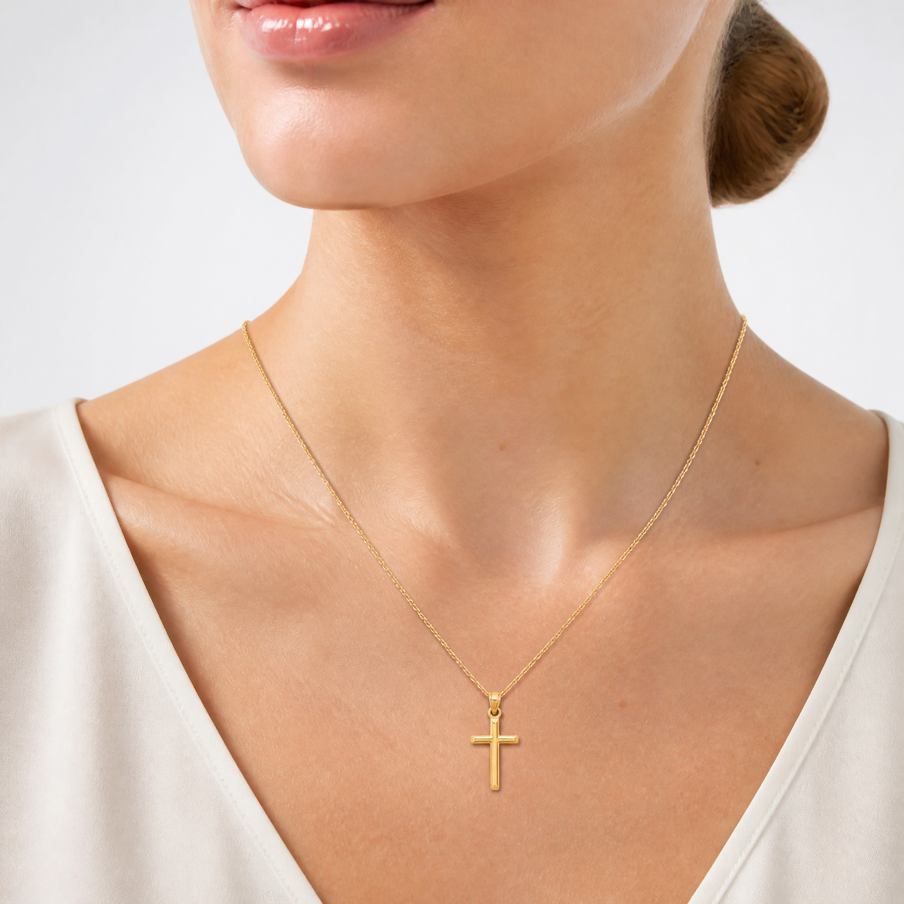 14k INRI Crucifix Charm - Model Shot