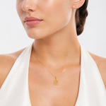 14k Textured Initial S Charm - Model Shot