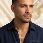 14k Budded Cross Pendant - Model Shot