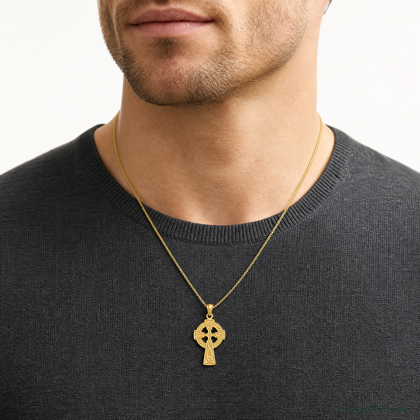 14k Celtic Cross Pendant - Model Shot