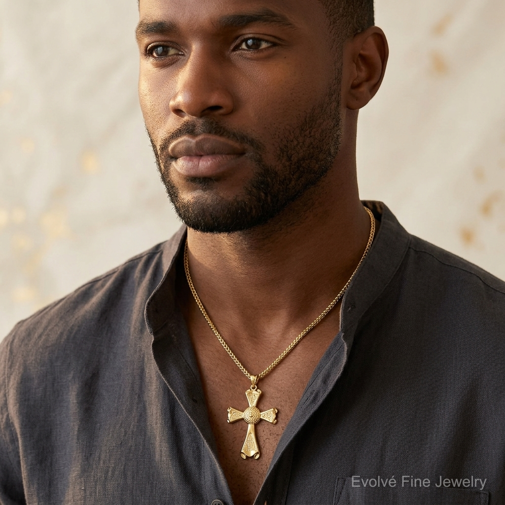 14k Celtic Cross Pendant - Model Shot