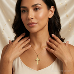 14k Fleur De Lis Cross Pendant - Model Shot