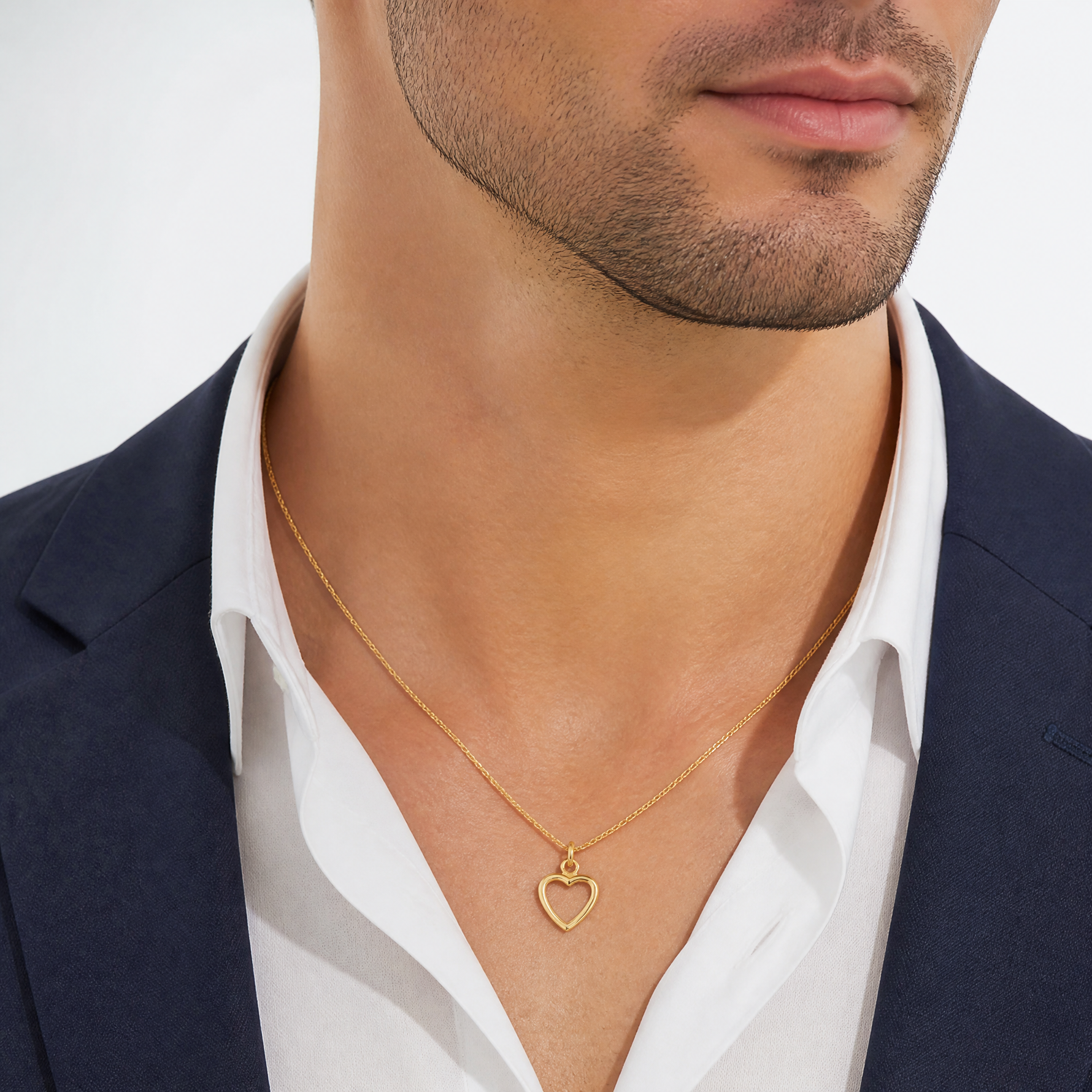 14K Polished Cut-out Heart Pendant - Model Shot