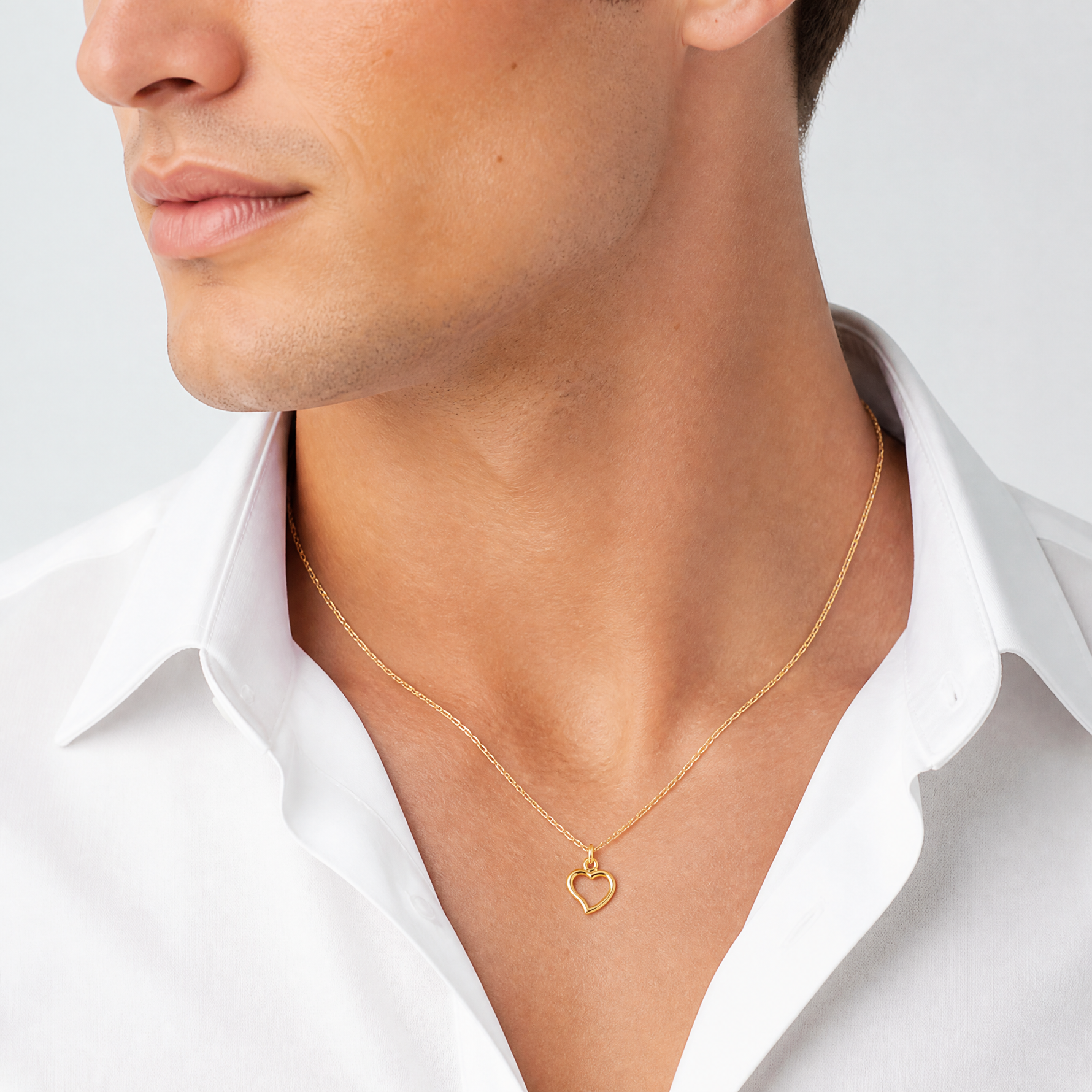 14K Polished Heart Pendant - Model Shot
