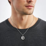14k White Gold Solid Polished Horse Head in Horseshoe Pendant - Model Shot