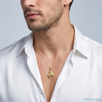 14k Solid Polished Open-Backed Turtle Pendant - Model Shot