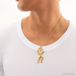 14k Solid Polished Weightlifter Pendant - Model Shot