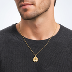14k Solid Polished Open-Backed Boxing Gloves Pendant - Model Shot