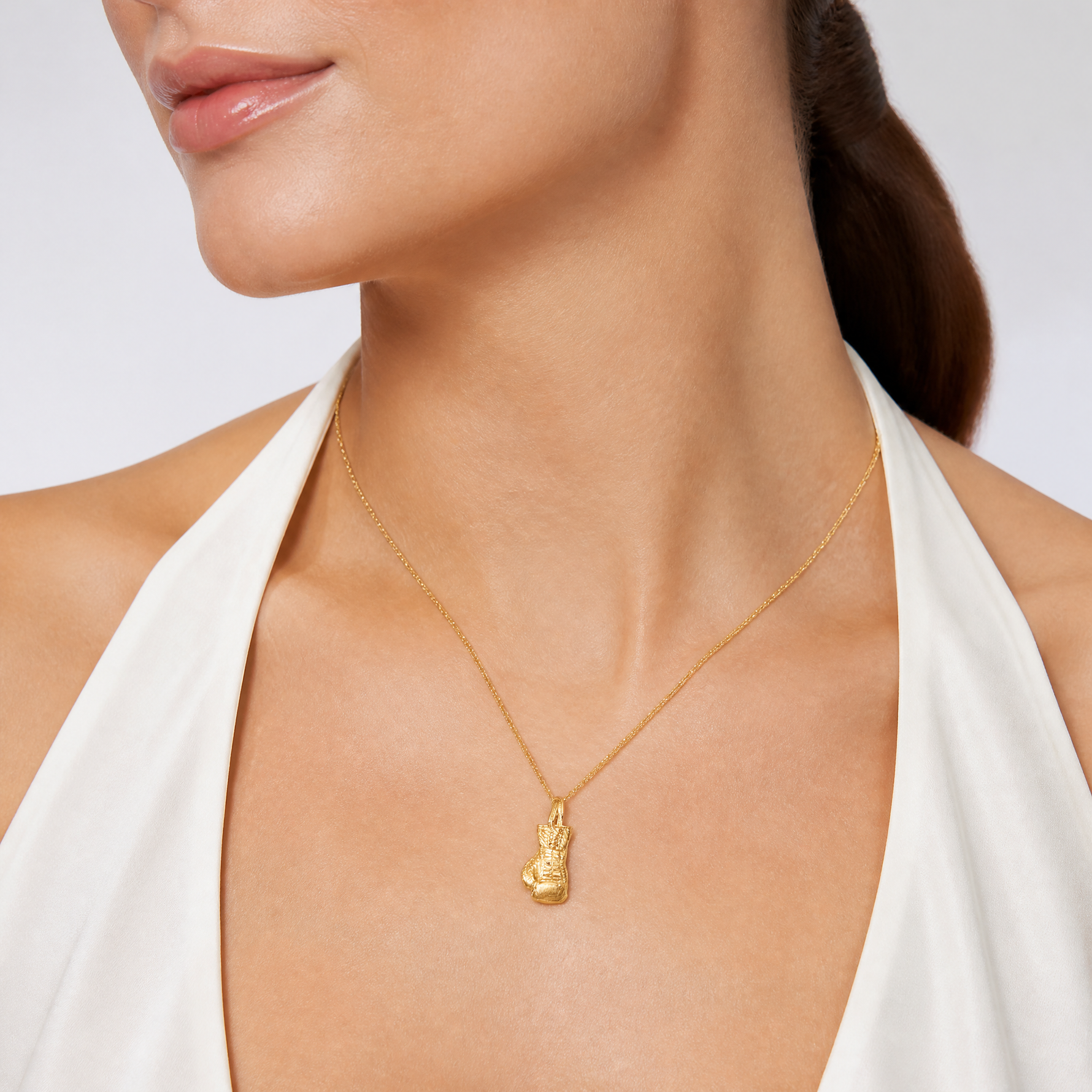 14K Hollow Polished 3-D Boxing Glove Pendant - Model Shot