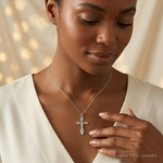 14k White Gold Crucifix Pendant - Model Shot