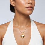 14K Polished 3-D Puffed Heart Pendant - Model Shot
