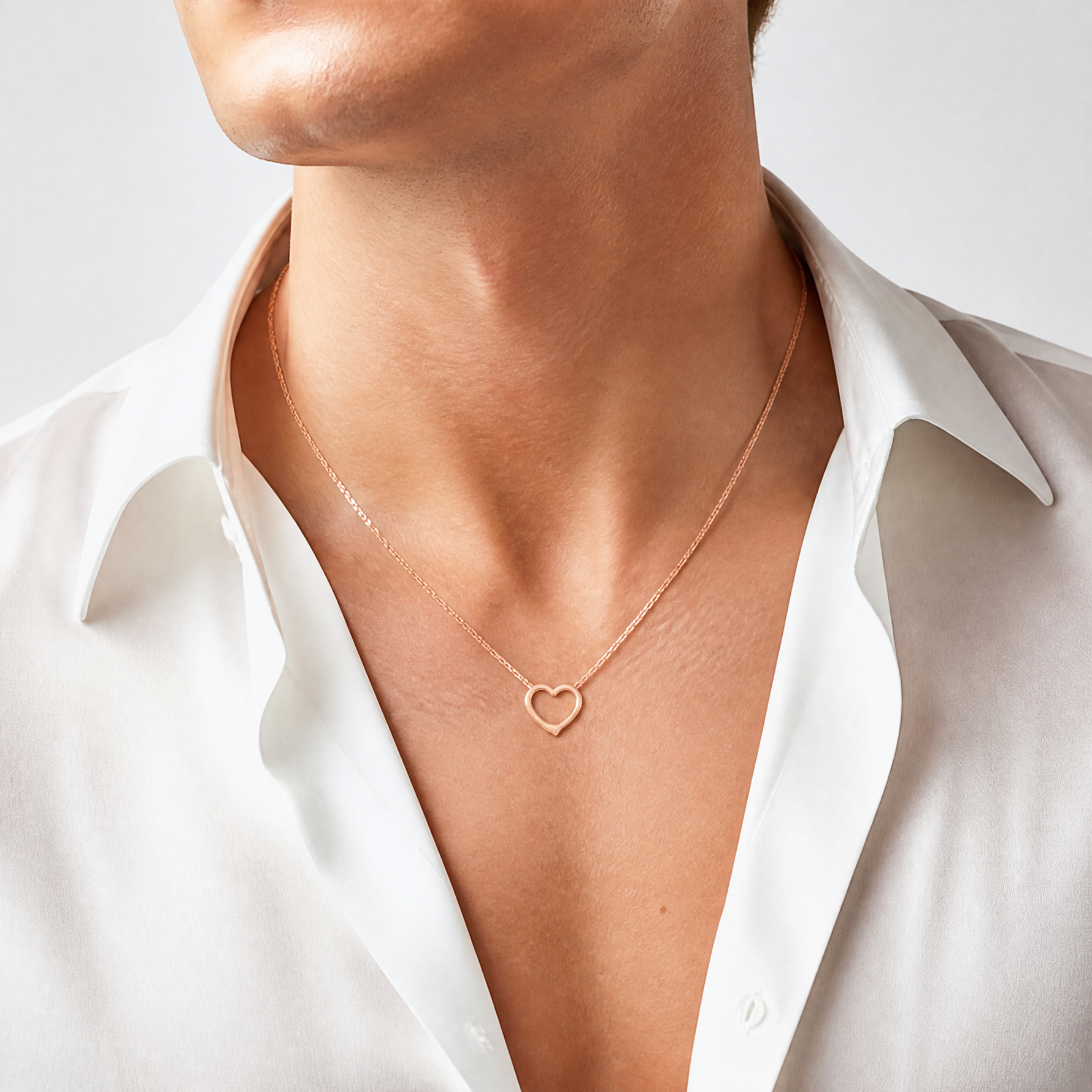 14K Rose Polished Heart Chain Slide - Model Shot