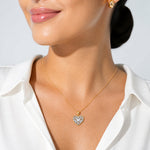 14K Two-tone Polished Diamond-cut Reversible Heart Pendant - Model Shot
