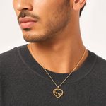 14k I HEART YOU in Heart Frame Charm - Model Shot