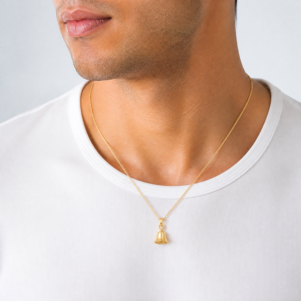 14k 3-D Moveable Bell Pendant - Model Shot