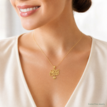 14k MOM w/ Dangling Heart Charm - Model Shot