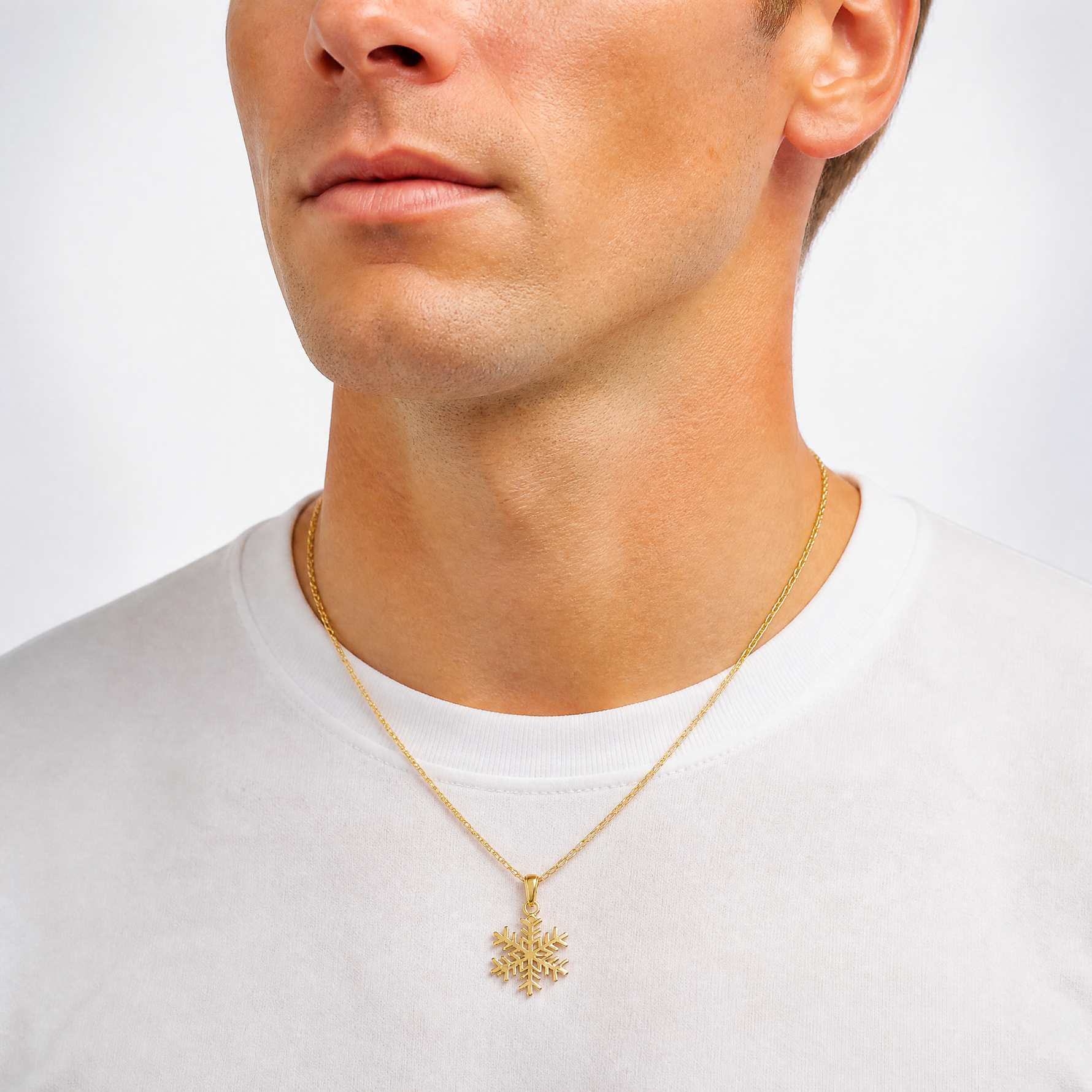 14k Snowflake Pendant - Model Shot