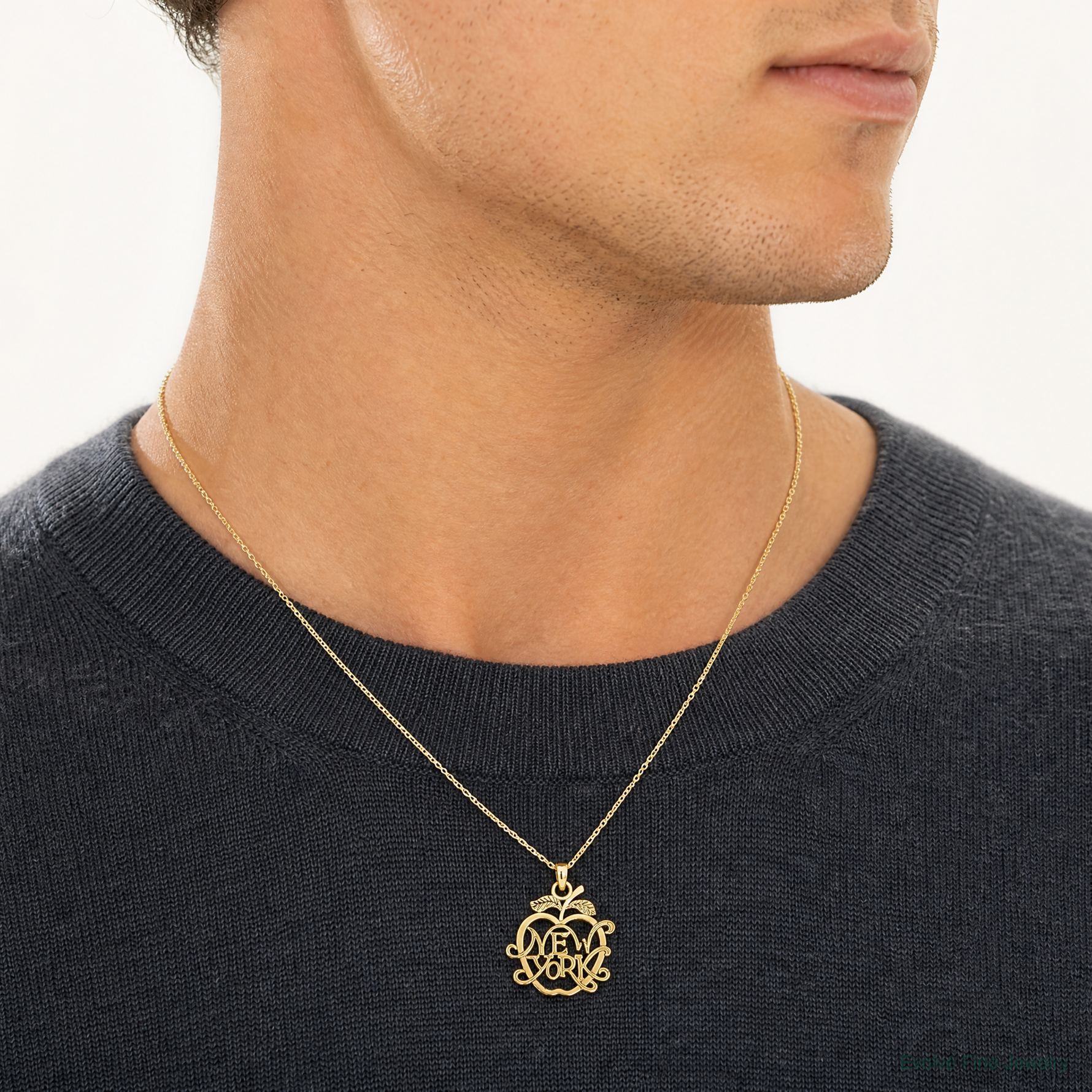 14k NEW YORK in Apple Cut-out Charm - Model Shot