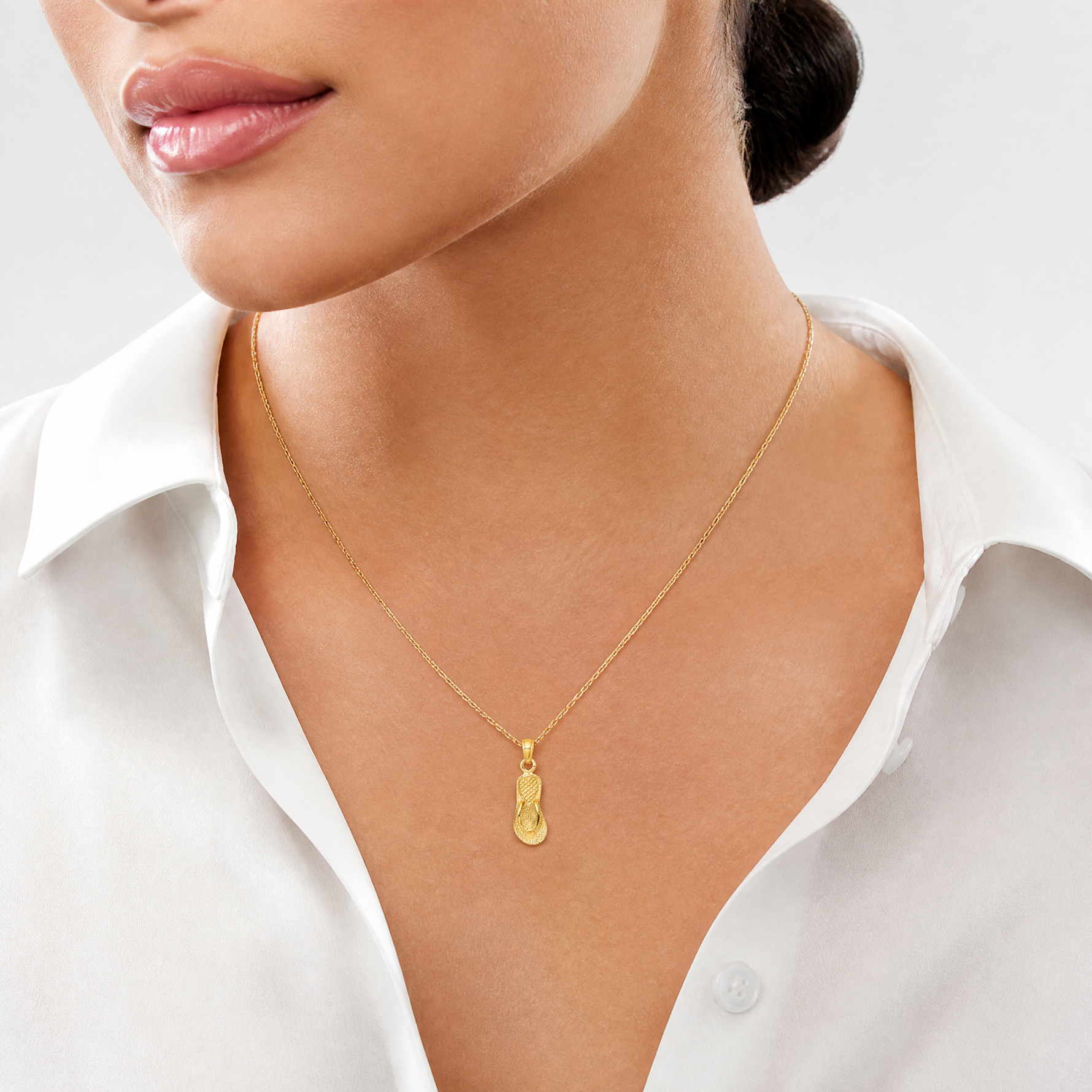 14k 3D Single Flip-Flop Pendant - Model Shot
