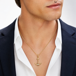 14k 3-D Anchor with Rope Pendant - Model Shot