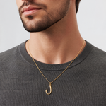 14k 3-D Fishing Hook Pendant - Model Shot
