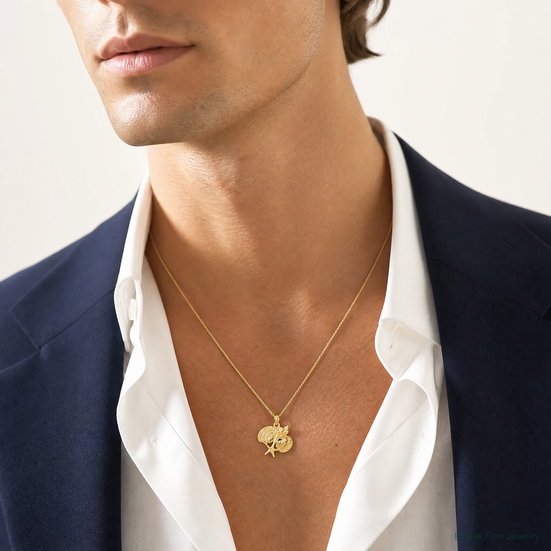14k Four Shell Cluster Pendant - Model Shot