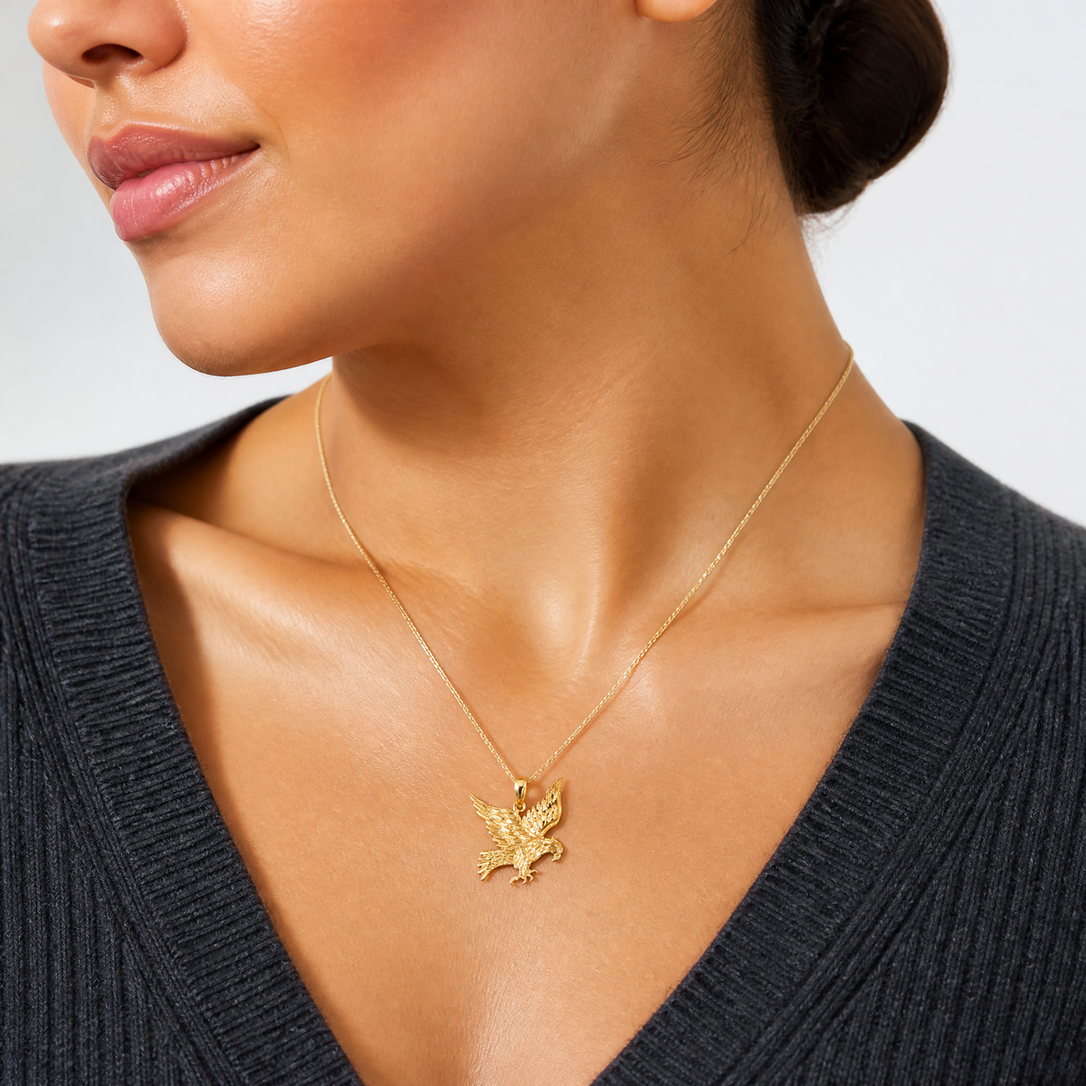 14k Eagle Pendant - Model Shot