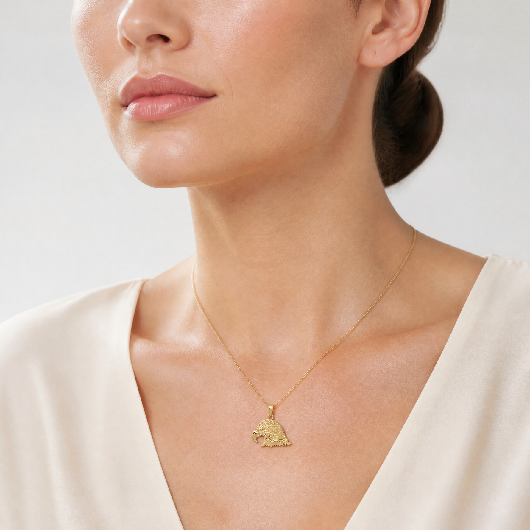 14k Eagle Head Pendant - Model Shot