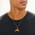 14k Deer Running Pendant - Model Shot
