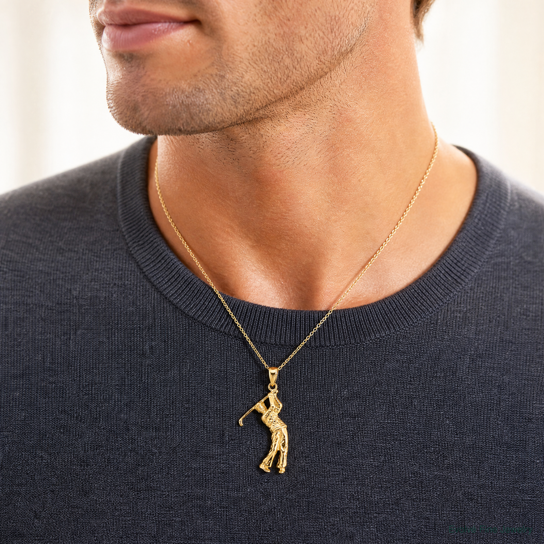 14k 3-D Golfer in Swing Charm - Model Shot
