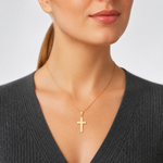 14K Polished Cross Charm - Model Shot