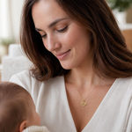 14k MOM Heart Charm - Model Shot