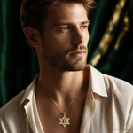 14k Diamond-cut Star of David w/Cross Pendant - Model Shot