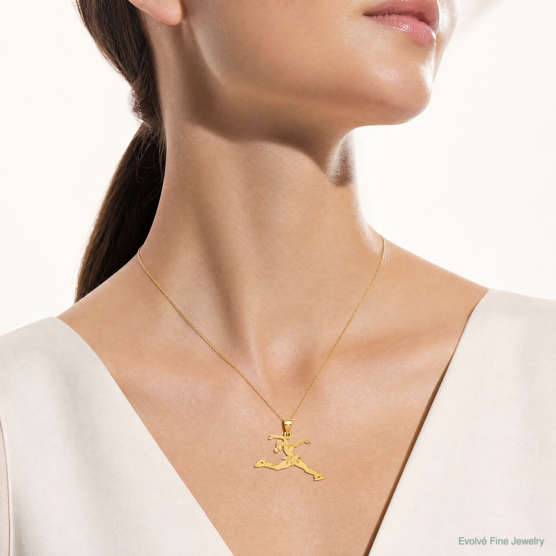 14k Ice Skater Jumping Charm - Model Shot