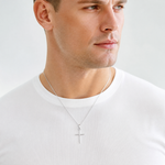14k White Gold Polished Cross Pendant - Model Shot