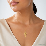 14k Reversible GOD IS LOVE Celtic Cross Pendant - Model Shot