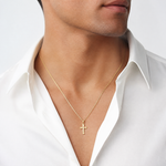 14k Budded Cross Charm - Model Shot