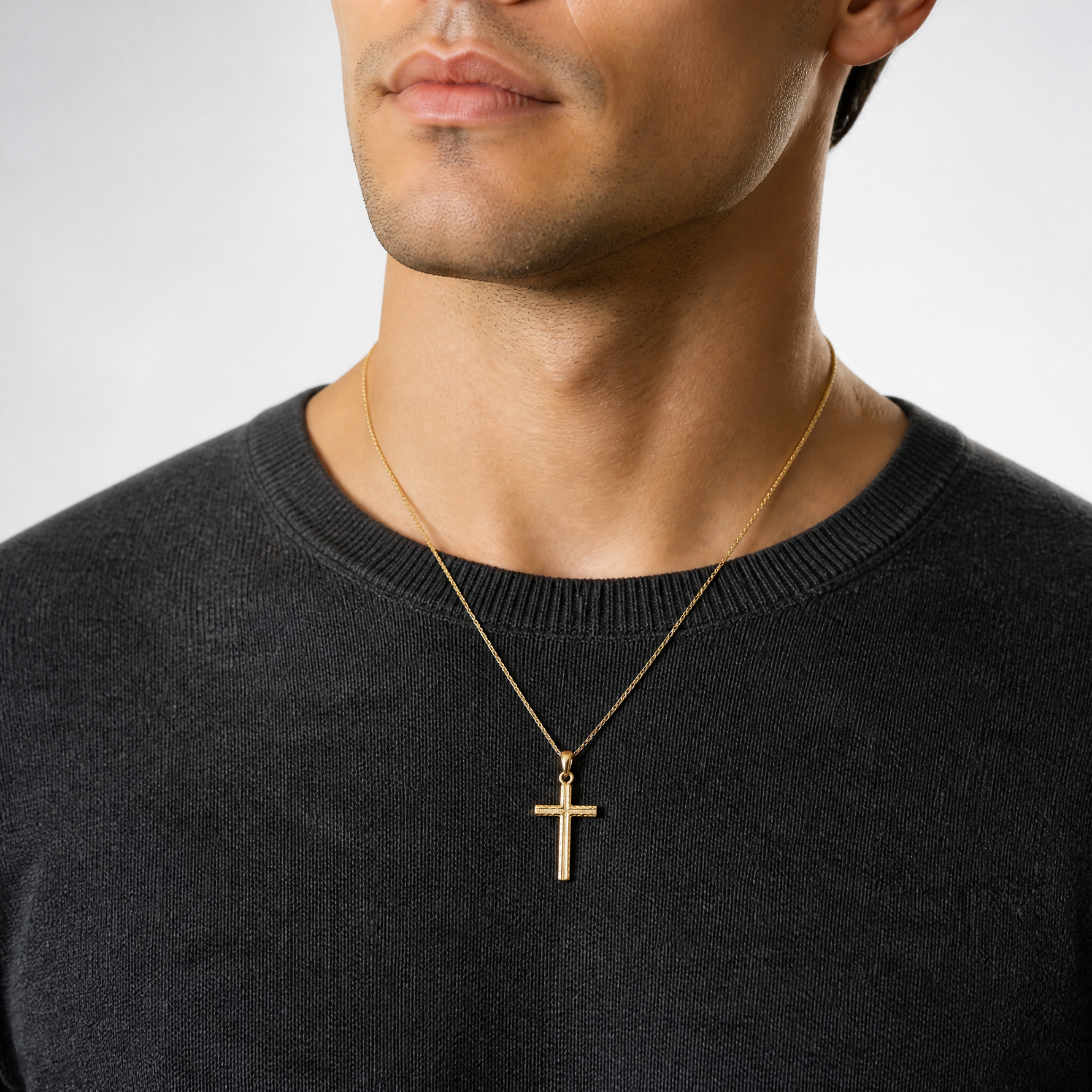 14k Latin Cross Pendant - Model Shot