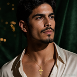 14k Small Crucifix Charm - Model Shot