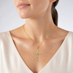 14k Two-tone Crucifix Pendant - Model Shot