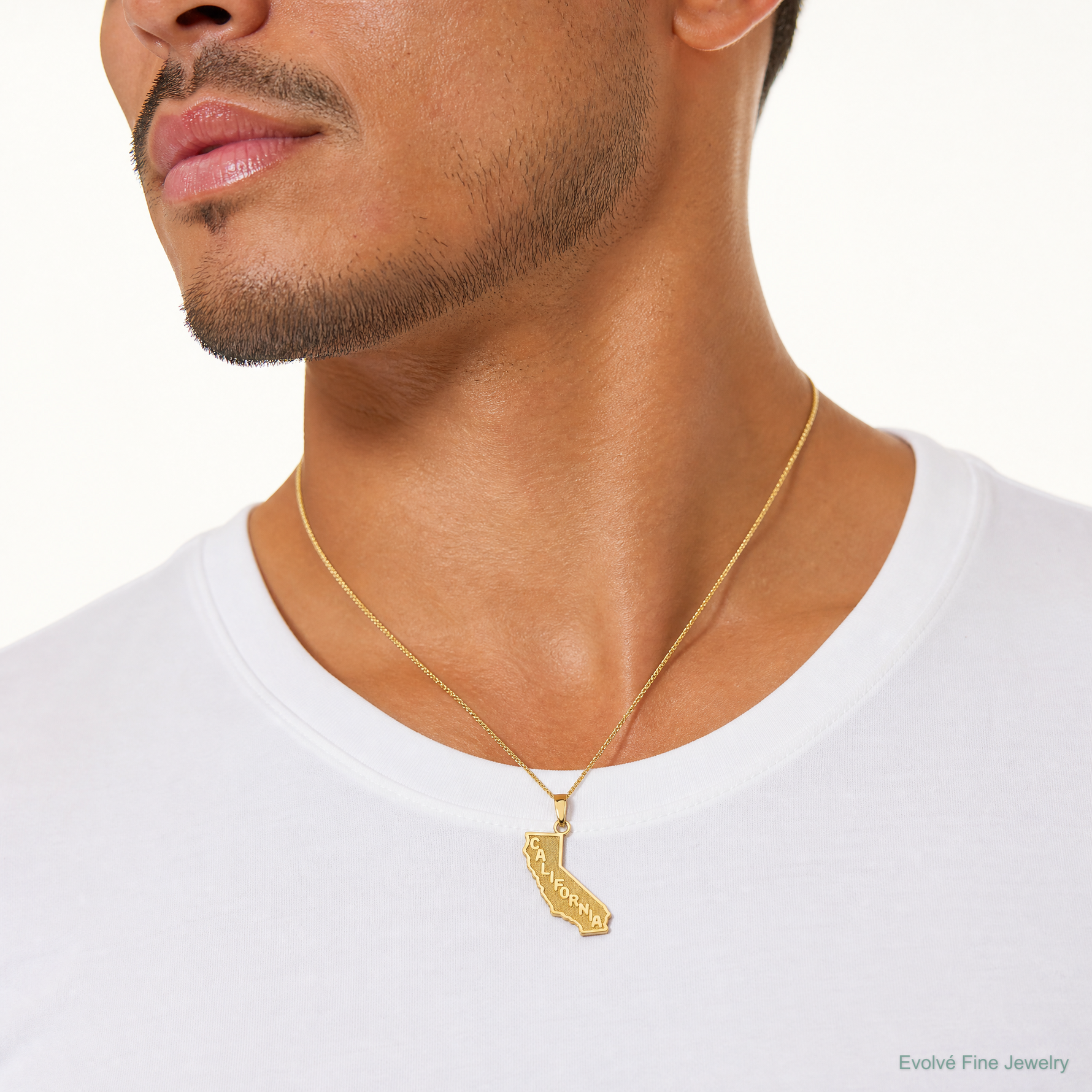14k CALIFORNIA State Map Pendant - Model Shot