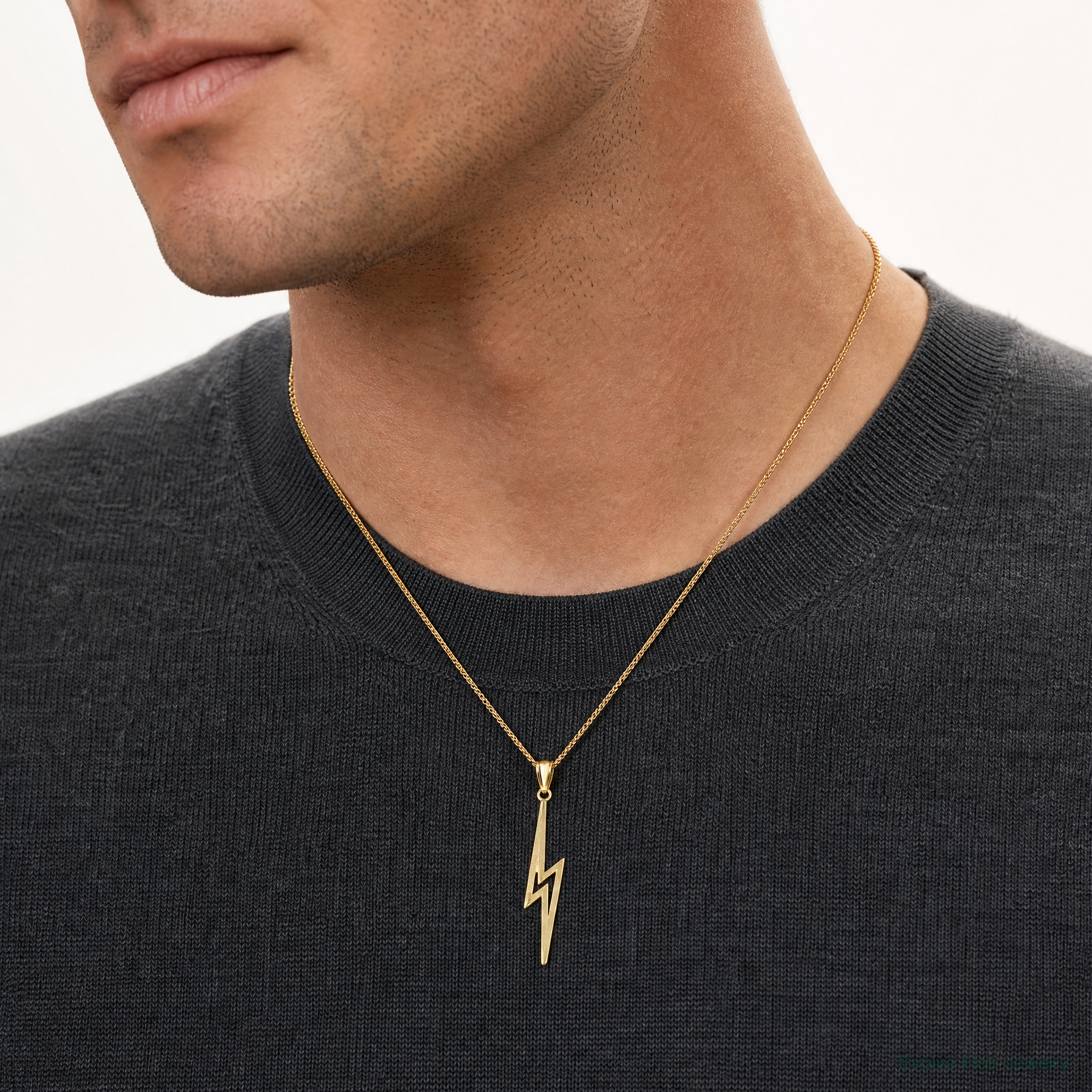 14k Polished D/C Lightning Bolt Pendant - Model Shot