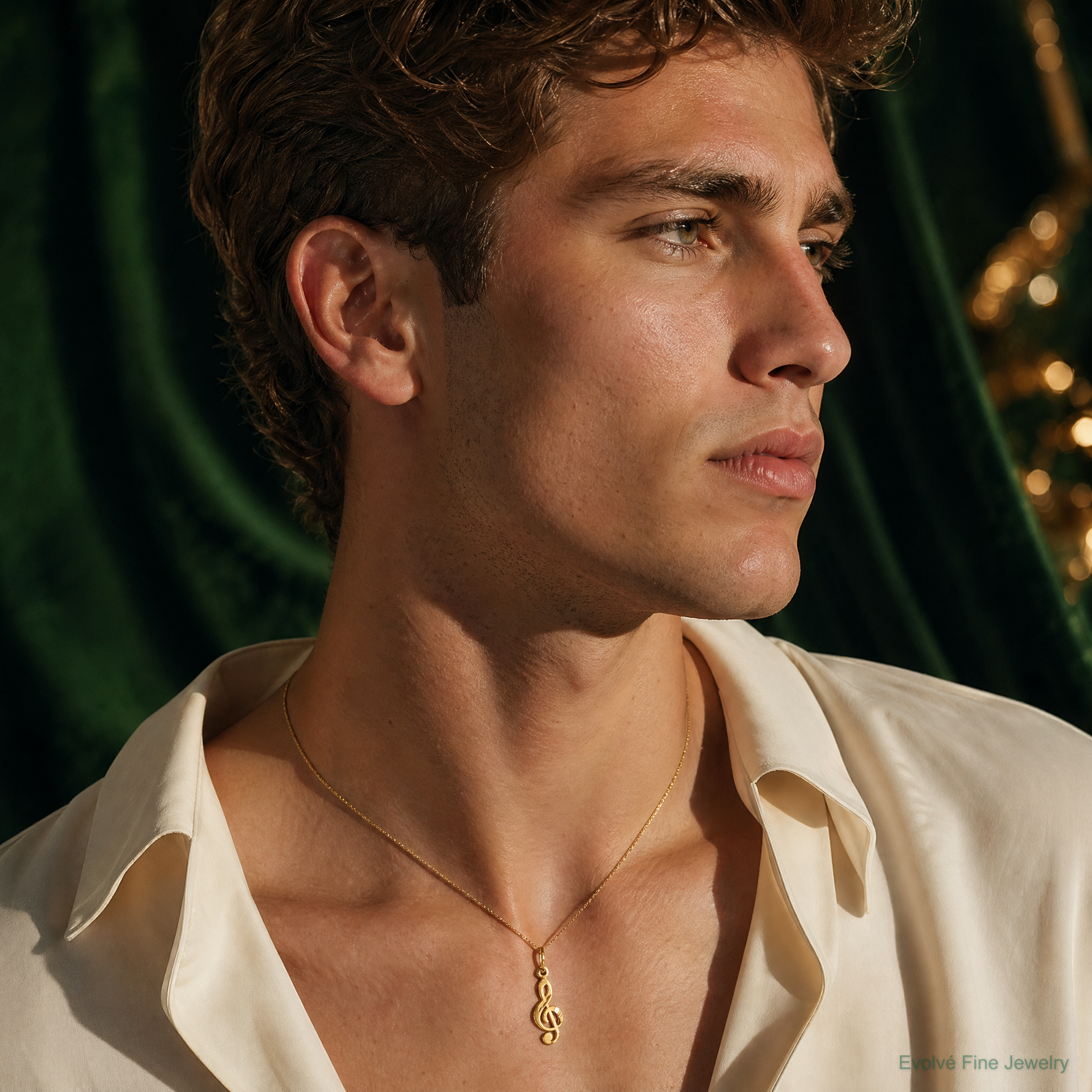 14k Treble Clef Charm - Model Shot