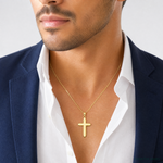 14K Solid Cross Pendant - Model Shot