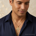 14K w/Rhodium Latin Cross Pendant - Model Shot