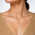 14K Diamond-cut X Cross Pendant - Model Shot