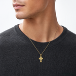 14K Celtic Cross w/Eternity Circle Pendant - Model Shot