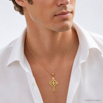 14K Celtic Cross with Eternity Circle Pendant - Model Shot